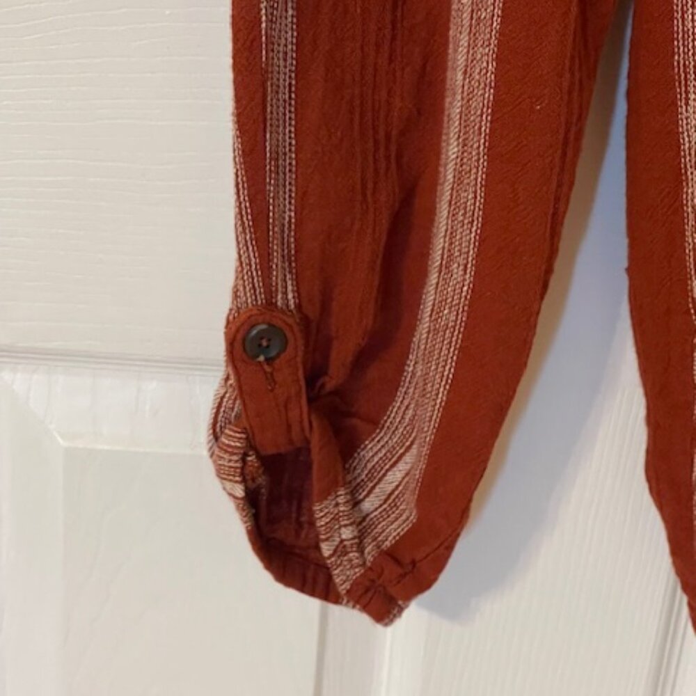 Rewash Rust Red Striped Cropped Pants - Picture 4 of 9